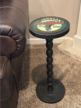 Sears Black Side Table with Green & Red Retro Top